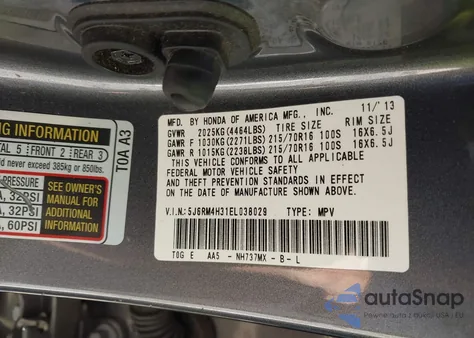 2014 Honda Cr-V Lx from USA, damaged, VIN 5J6RM4H31EL038029